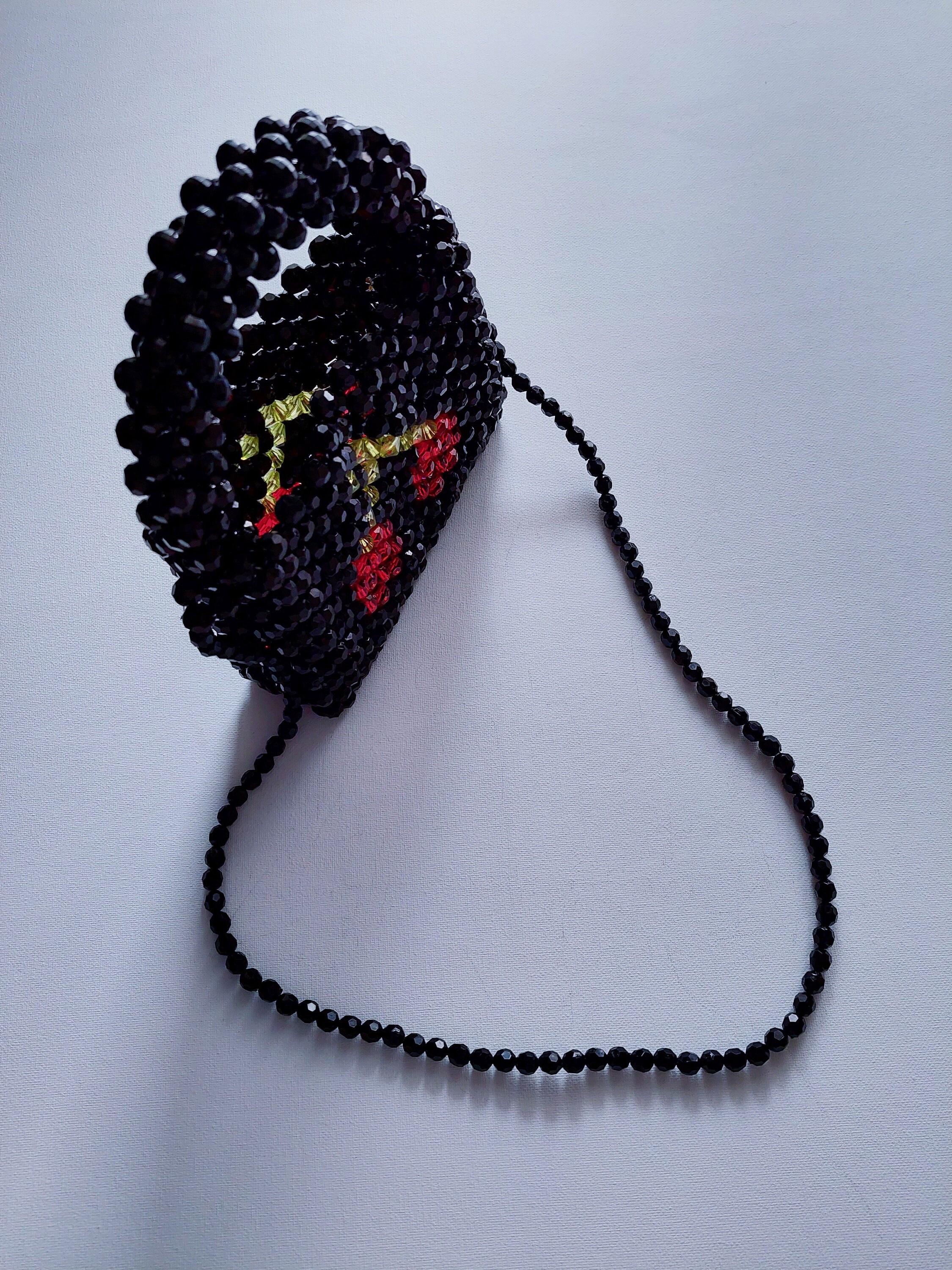 Sac De Soirée Vintage Noir Perlé Bandoulière - Dimensions 9" X 5.75", Occasion