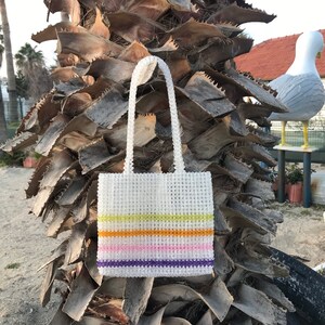 Crystal Transparent Beaded Bag, Rainbow Bead Bag, Crystal Bead Bag, Bead Shoulder Bag, Bead Bag,Vintage, Handmade Bag, Rainbow, Rainbow Bag