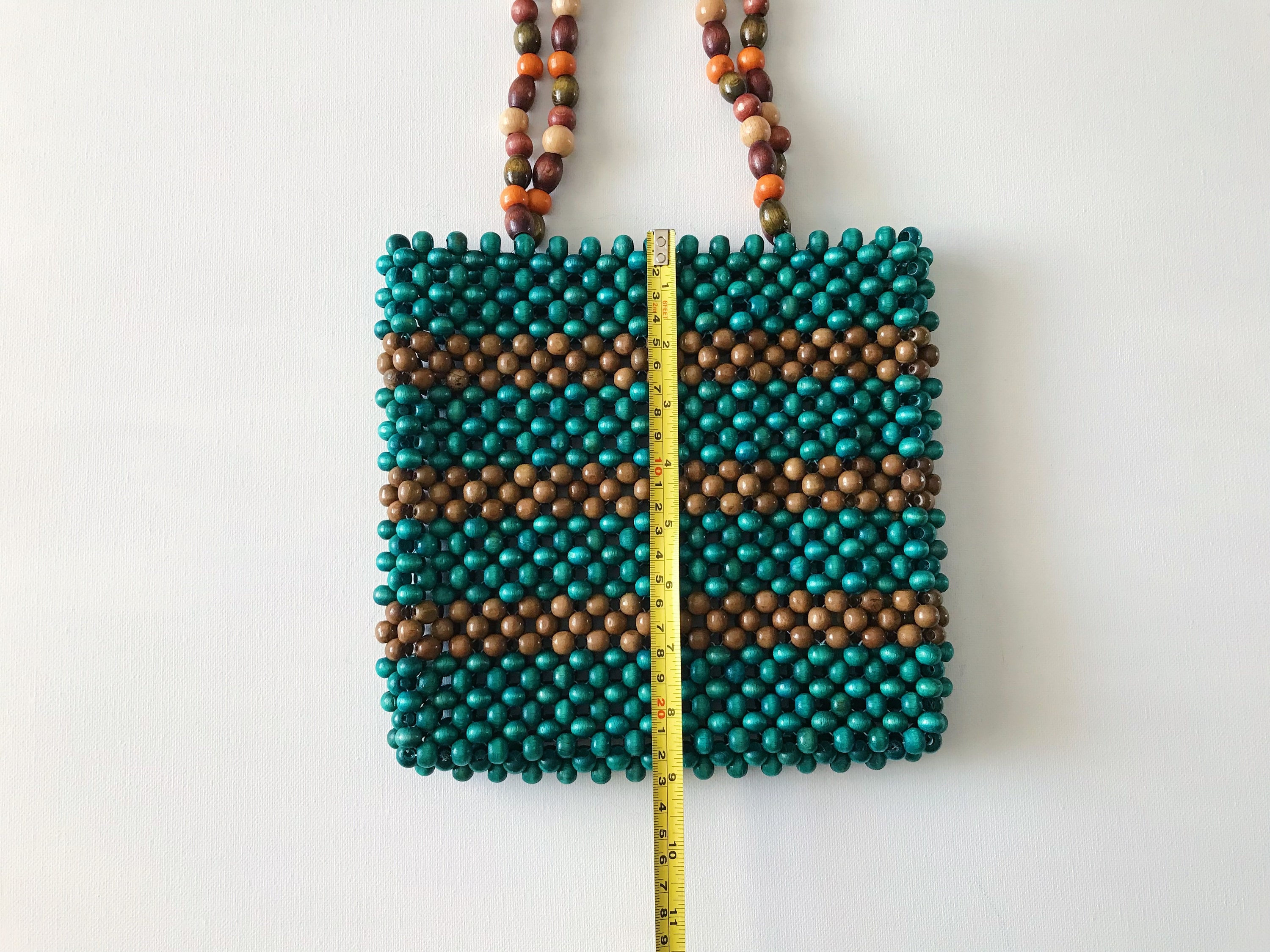 ショルダーバッグ・ポシェット RUBATI Handmade tassel wooden bead bag brown Wooden Beaded Bucket Bag, Beige Bamboo Handmade Shoulder Bag