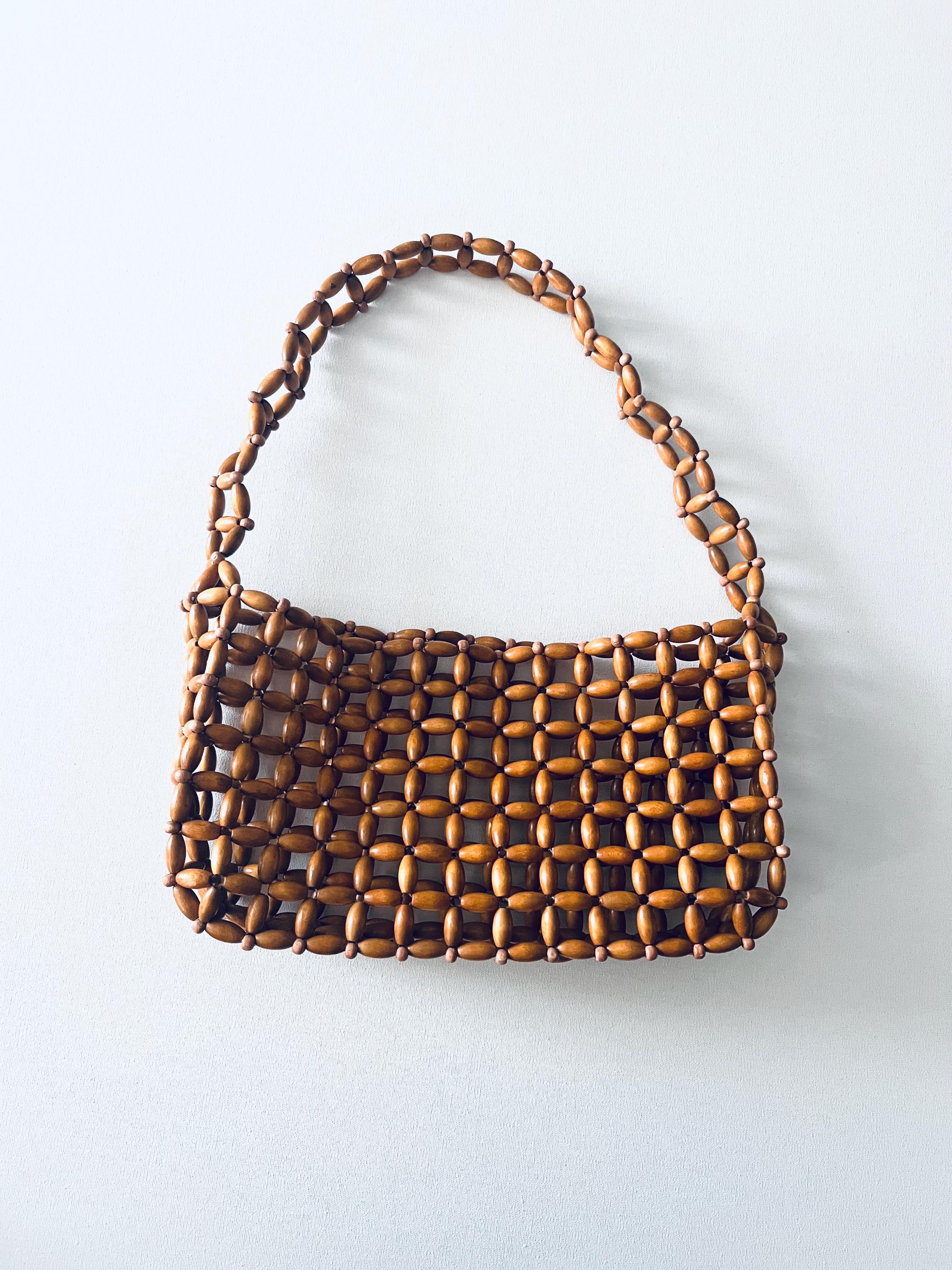 Handmade Wood Beaded Shoulder Bag, Vintage Style Wooden Purse - Etsy
