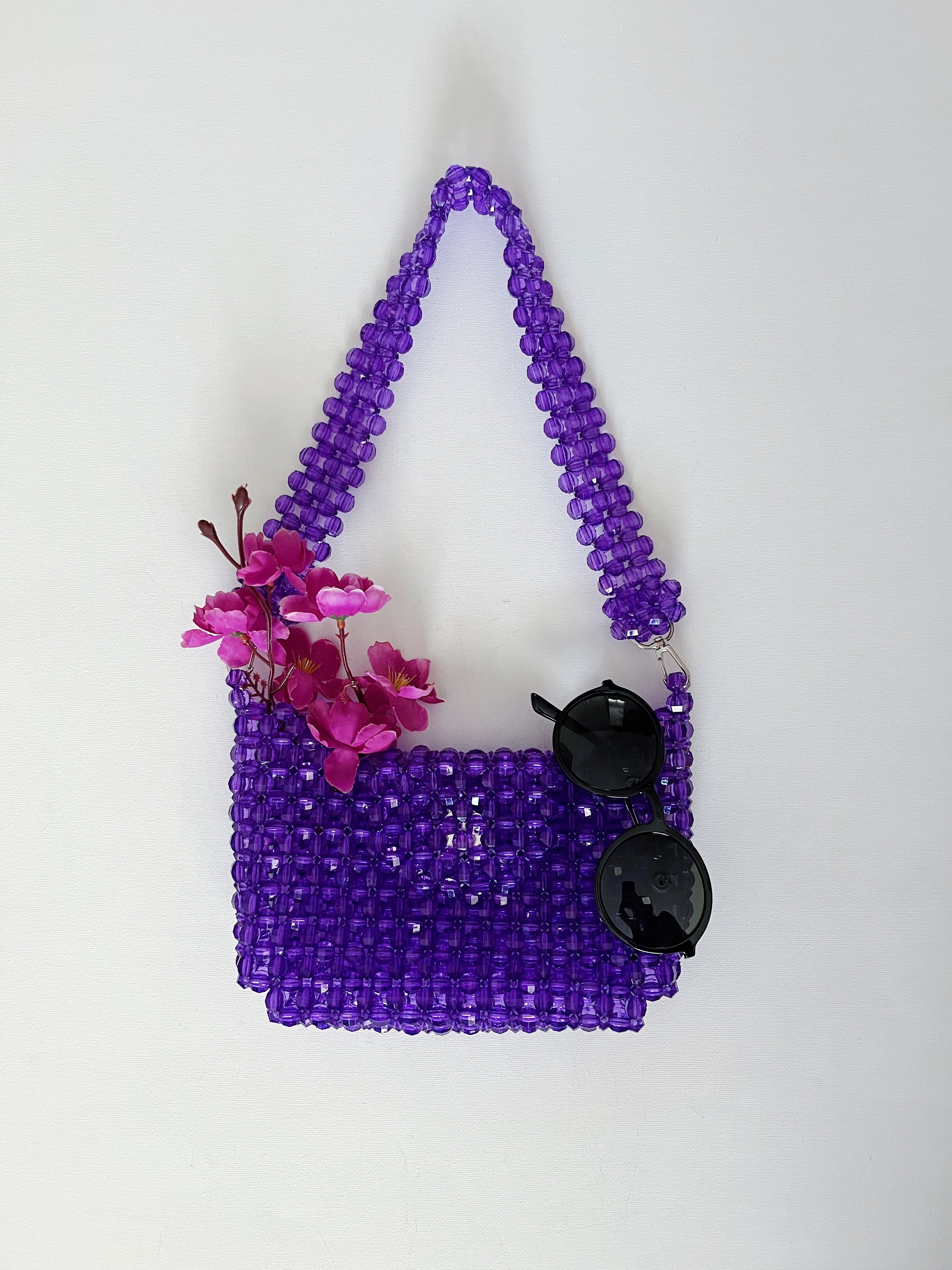 Handmade Crystal Bead Shoulder Bag, Purple Wedding Bag - Etsy
