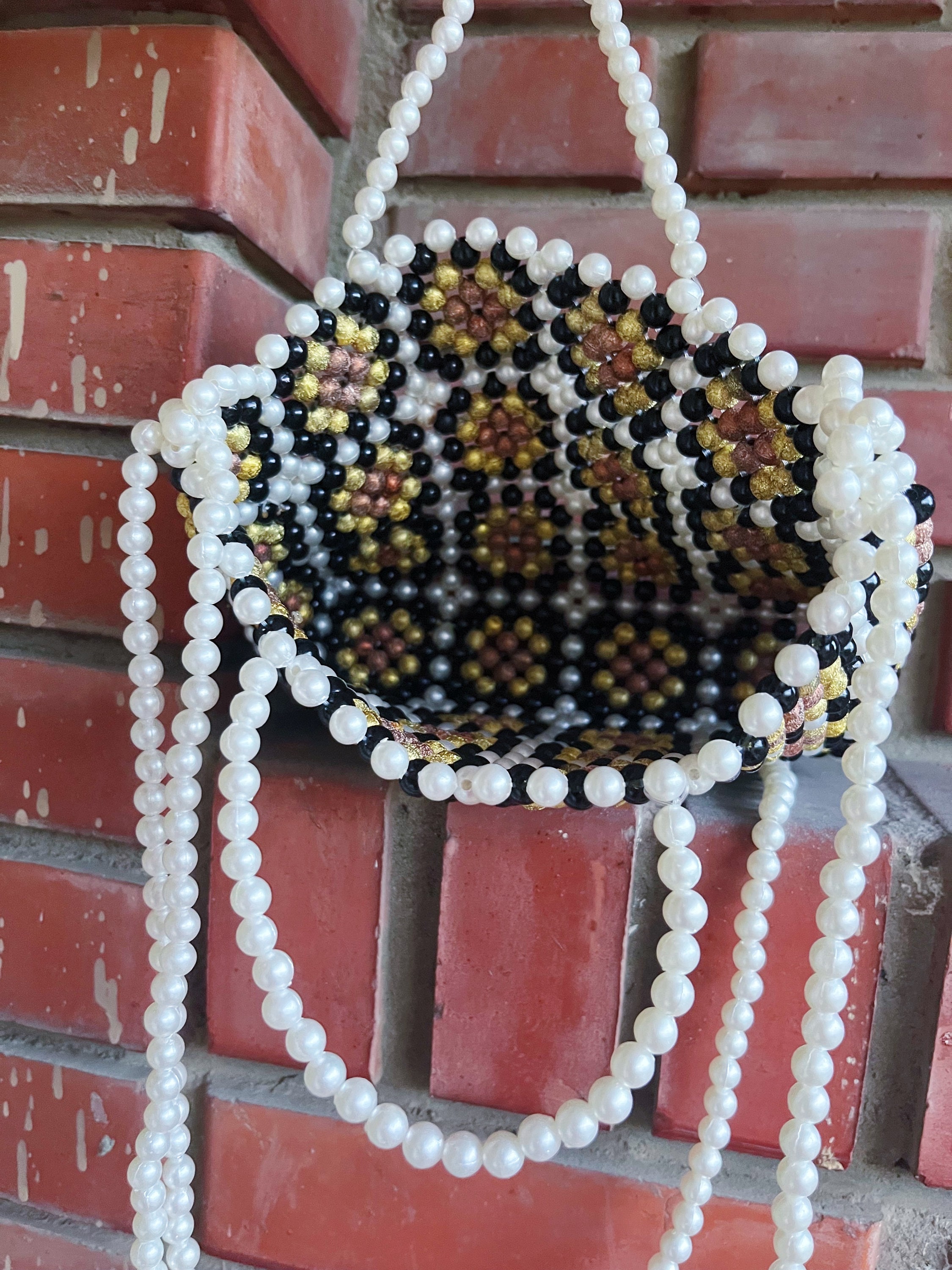 Handmade Pearl Bead Granny Square Bag, Vintage Style - Etsy