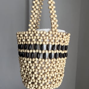 Bolso de cuentas de madera, bolso de mano con cuentas de madera, bolso de cuentas de colores, bolso de hombro con cuentas, bolso vintage con cuentas, bolso hecho a mano, bolso de madera, bolso con cuentas, bolso de madera