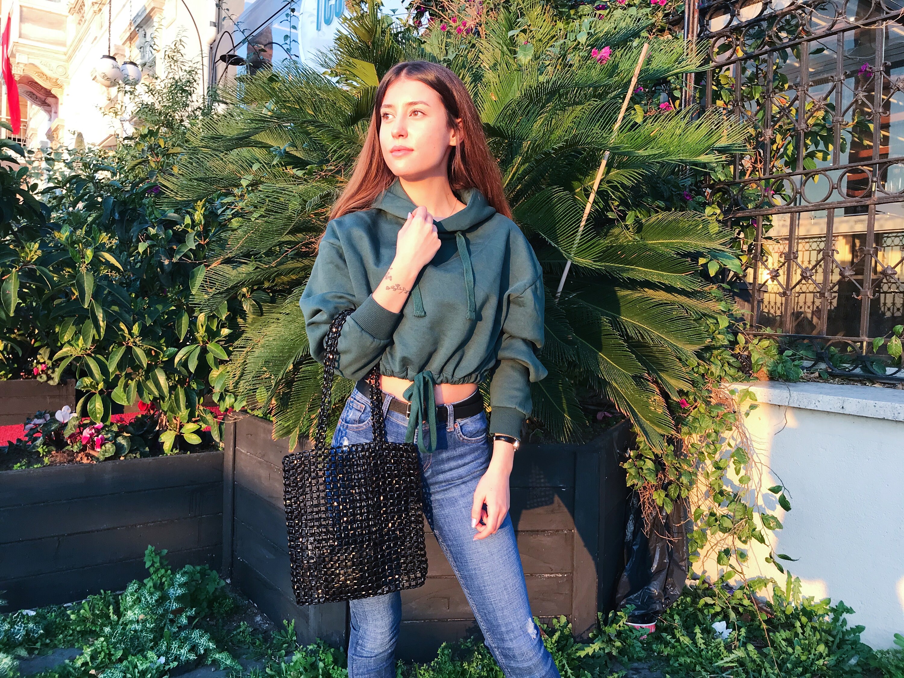 Crystal Black Beaded Bag, Black Bead Bag, Bead Shoulder Bag