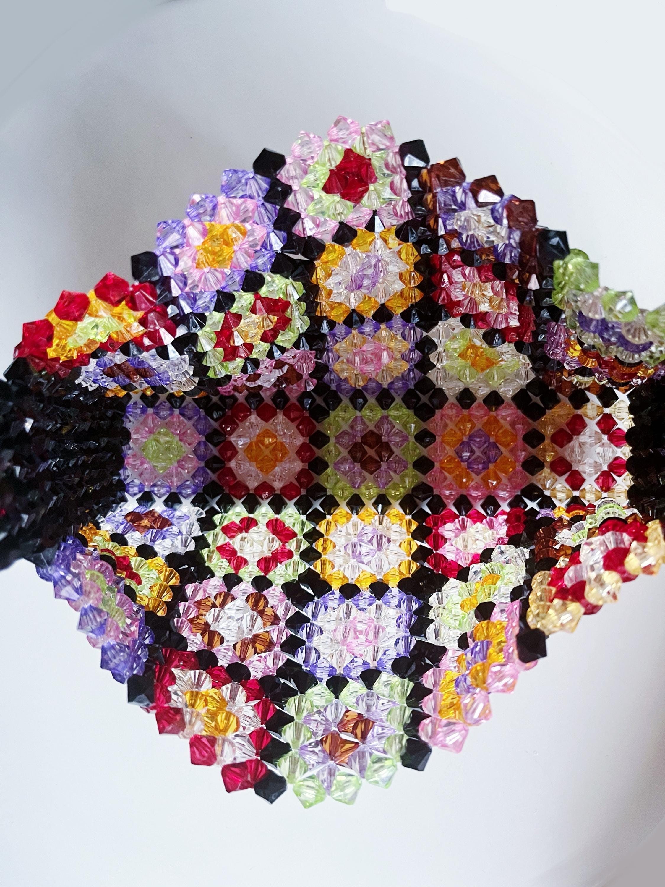 Handmade Granny Square Beaded Shoulder Bag, Crystal Beadwork - Etsy