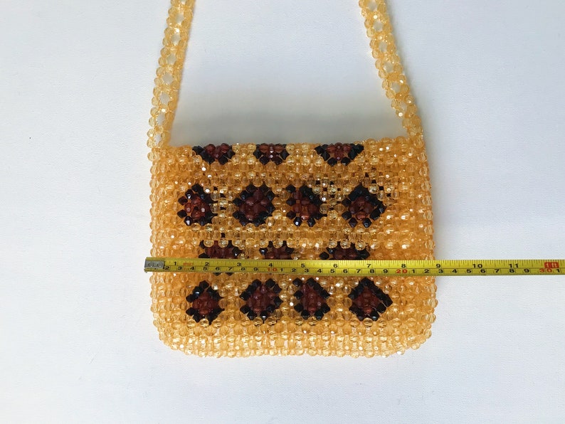 Crystal Beaded Bag, Crystal Leopard Bead Bag, Bead Shoulder Bag, Bead Bag Vintage, Gift For Her, Handmade Bag, Transparent Bead Bag image 9