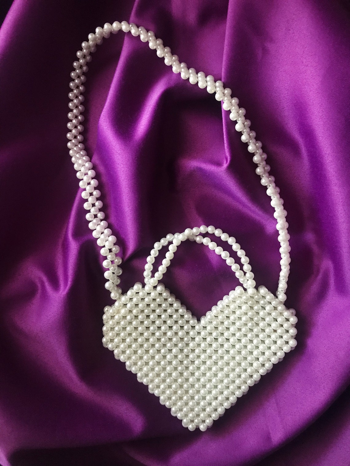Heart Pearl Bead Bag Pearl Purse Pearl Bag White Evening - Etsy