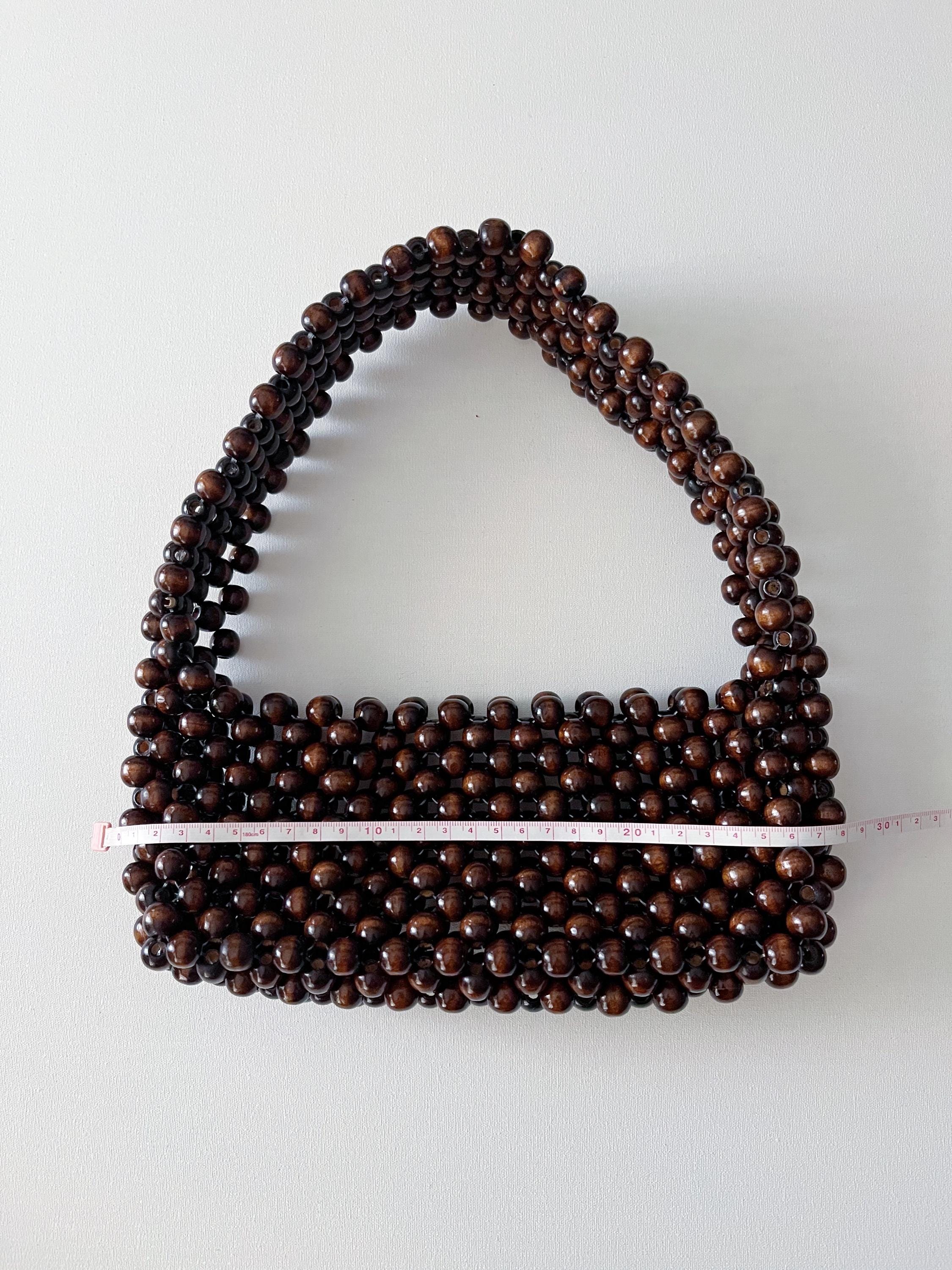 Handmade Wood Beaded Bag, Shoulder Bag, Vintage Style Wooden Bags