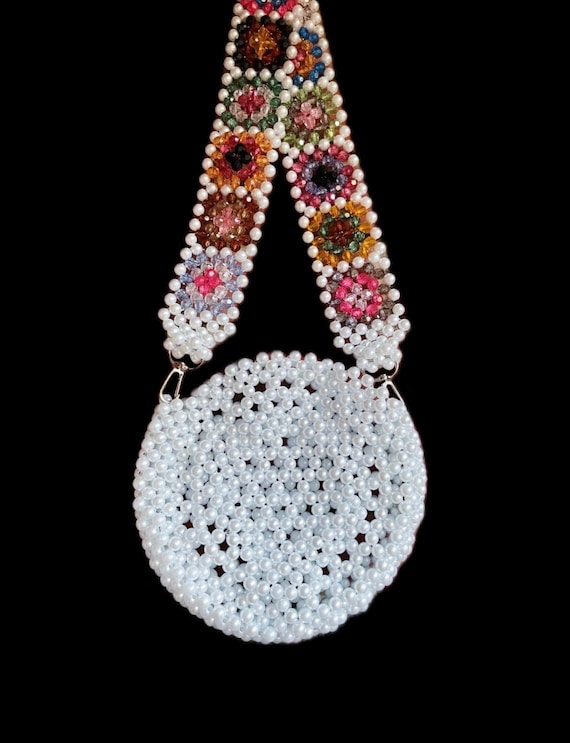 Handmade Pearl & Crystal Beaded Granny Square Bag - Etsy