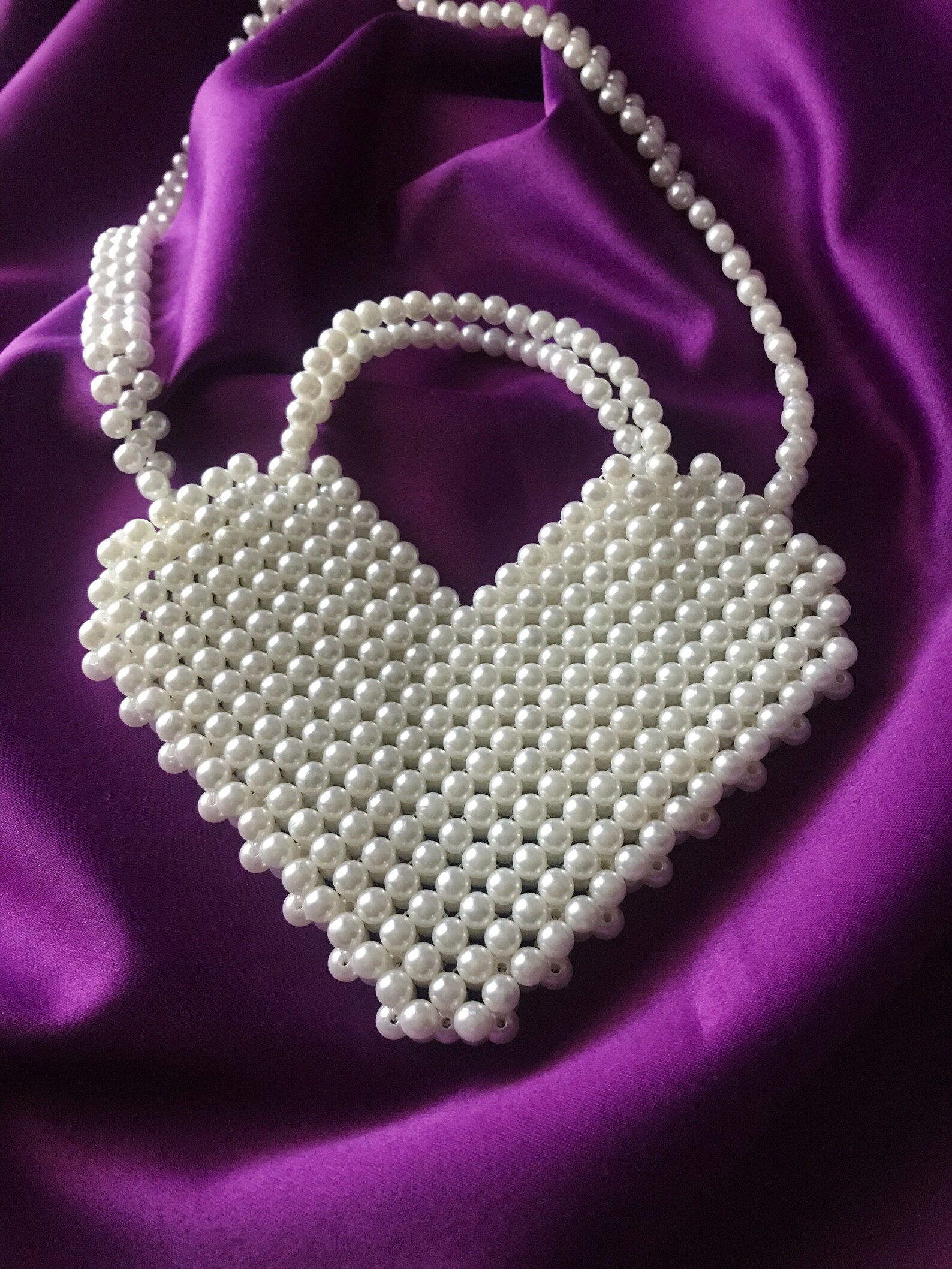 Heart Pearl Bead Bag Pearl Purse Pearl Bag White Evening - Etsy