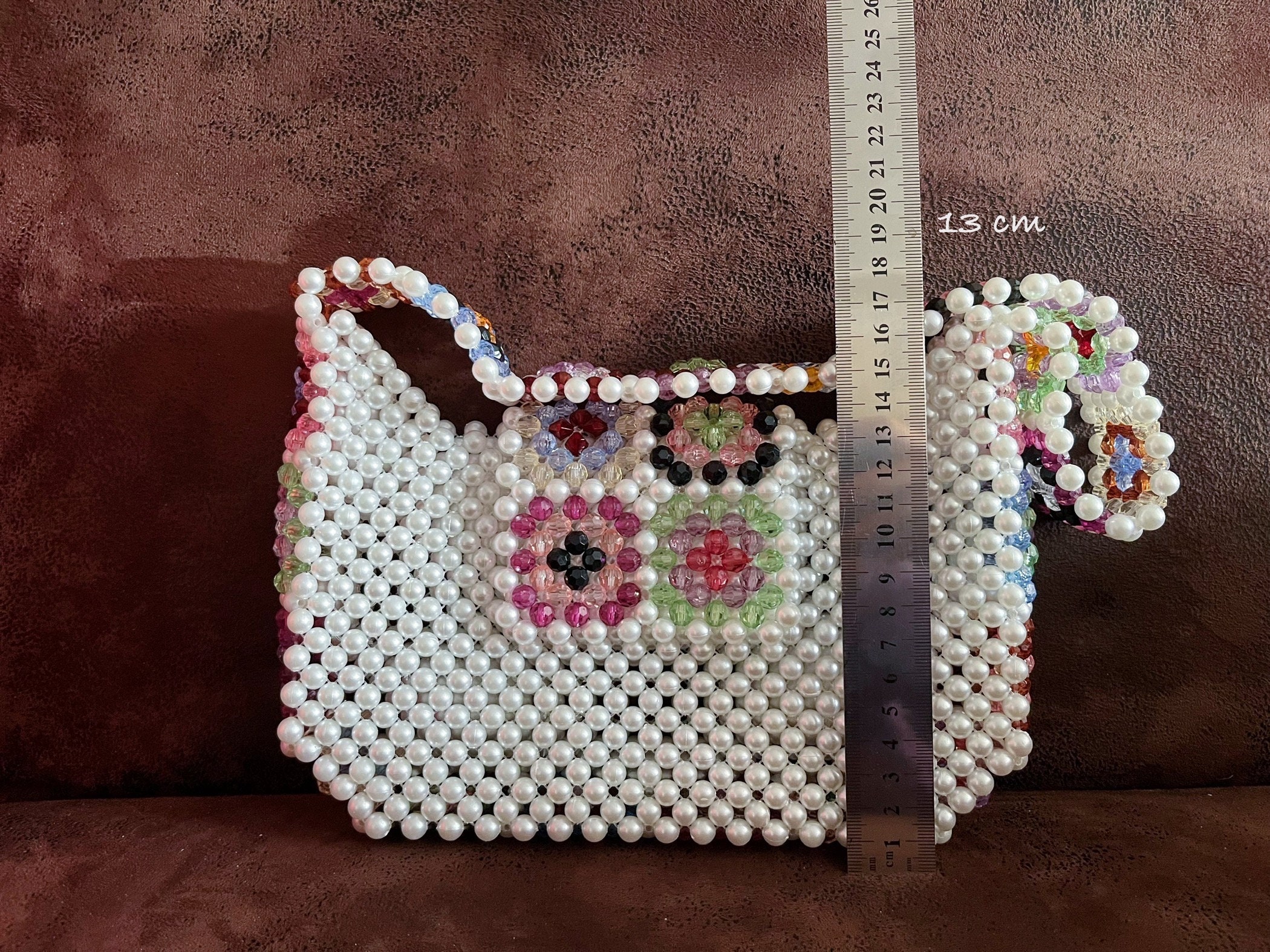 Handmade Granny Square Beaded Shoulder Bag, Crystal Pearl - Etsy