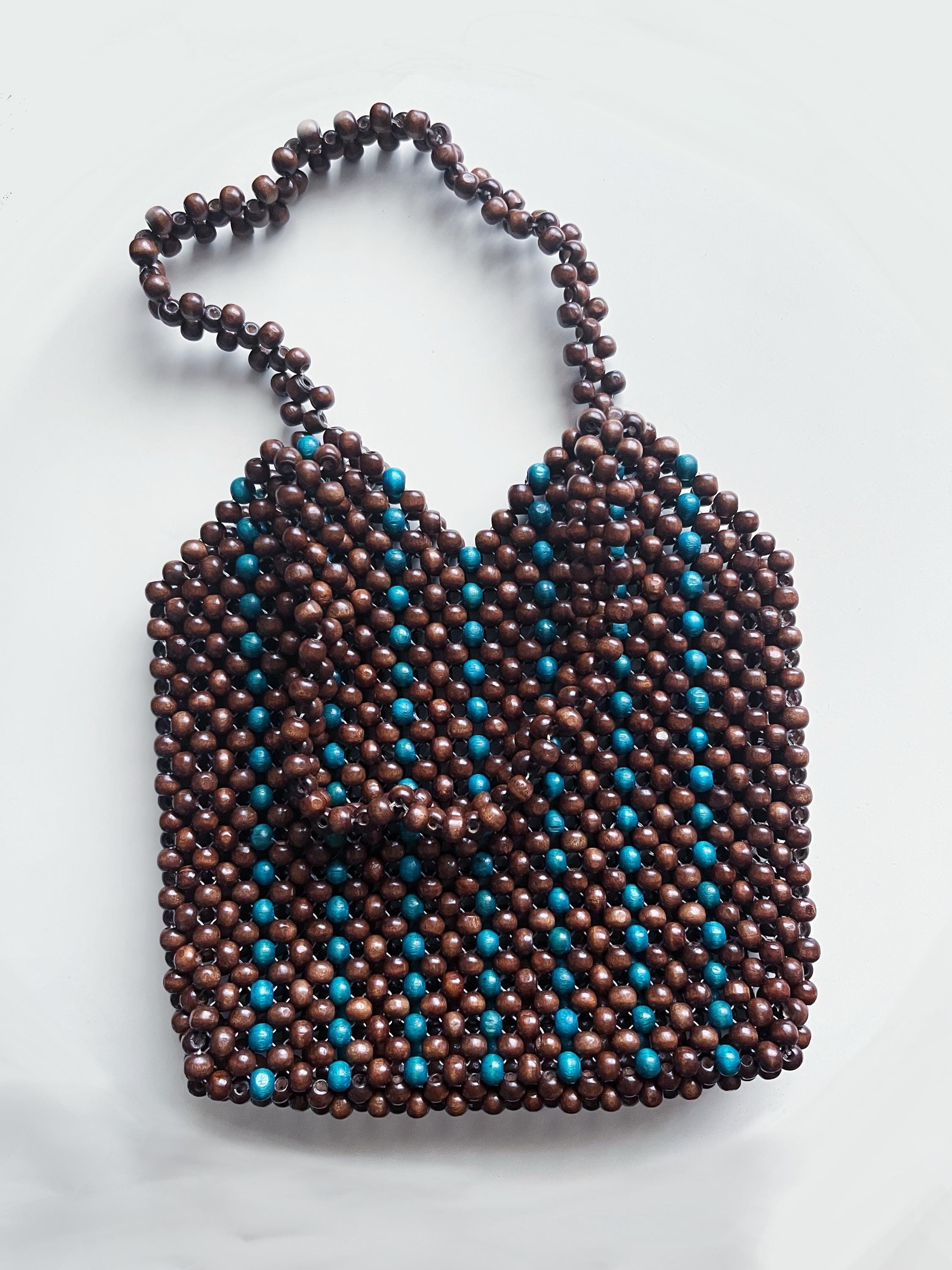 Handmade Wood Beaded Shoulder Bag, Colorful Vintage Style - Etsy