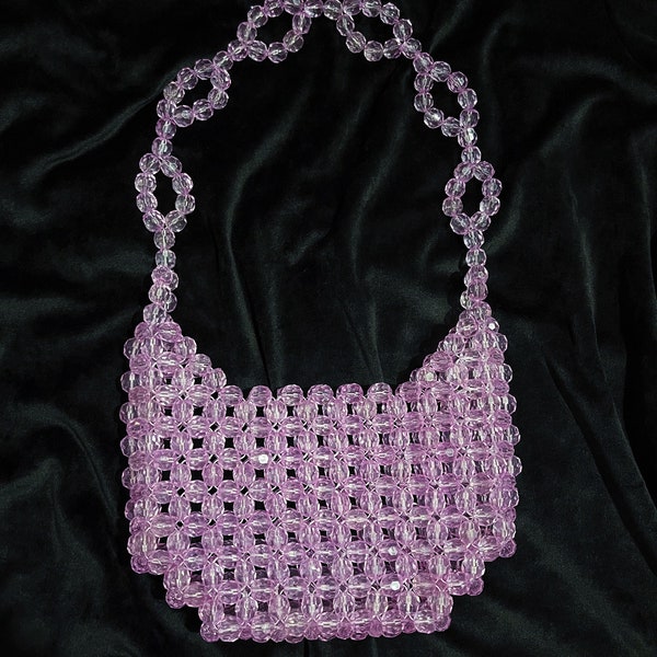 Handmade Crystal Beaded Bag, Pink Lilac Wedding Bag