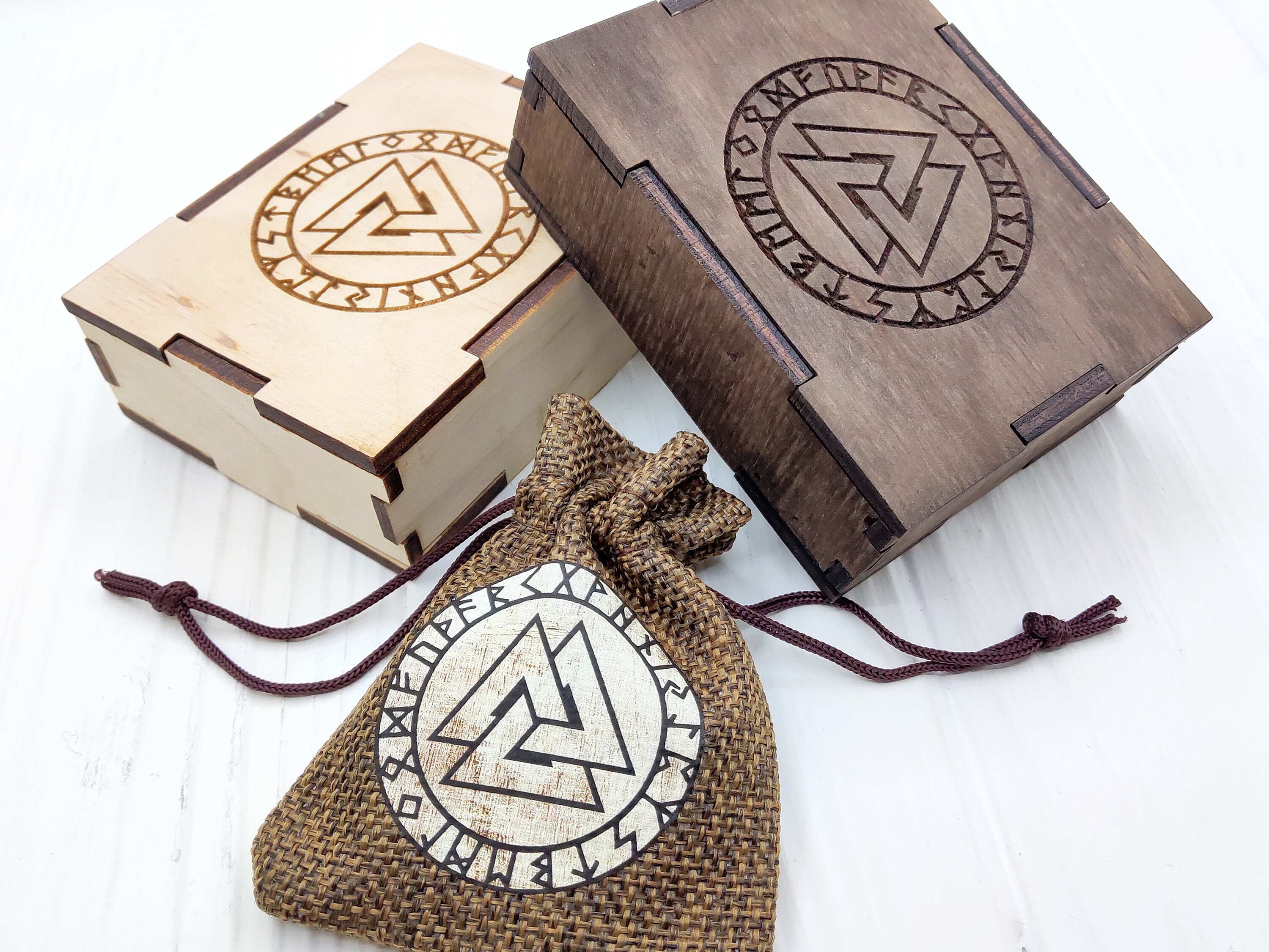 Wikinger-Geschenk-Paket Holz-Box Valknut-Symbol mit | Etsy