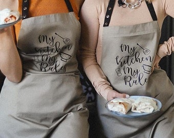 Cooking Bond: Mom-Daughter Apron, Cross Back Apron, Baking Family Apron - Personalized with Names. Delightful Cookie Bakers Gift, Farm Apron