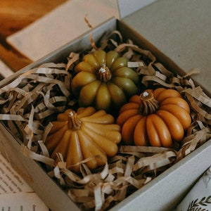 Set of 3 Pumpkin Shaped Candles, Halloween Candle Beeswax, Halloween Pumpkin Decor, Thanksgiving Autumn Decorations, Fall Candles