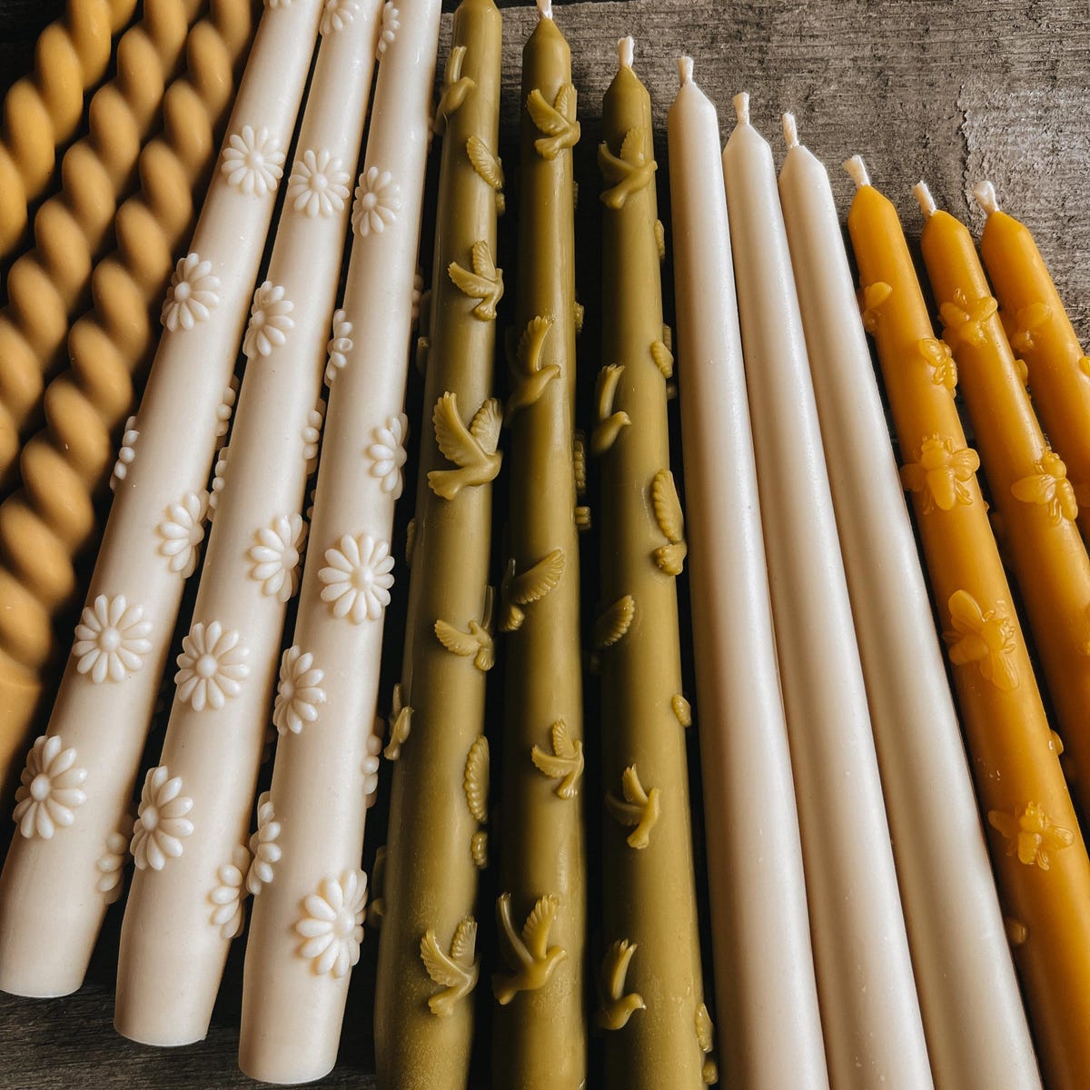Taper Candles Beeswax, Candlesticks, Colored Tapers, Decorative Bird Candles, Dinner Taper Candle, Wedding Festive Candles