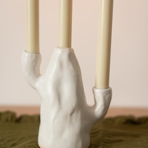 Candle Stick Holder with Handle, Ceramic Taper Candle Holder, Candlestick Holder, Etsy Pottery Candle Holders Set, Table Centerpiece