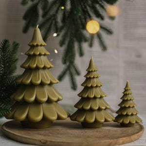 Christmas Tree Candle, Winter Woodland Beeswax Candle, Large Snow Tree Shaped Candle, Pine Tree Candles, Christmas Gift Decor