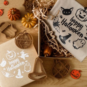 Halloween Cookie Cutters, Pumpkin Cookie Cutter Set, Cookie Stamp, Halloween Gift Box, DIY Cookie Kit, Ghost Finger Cookie Cutter