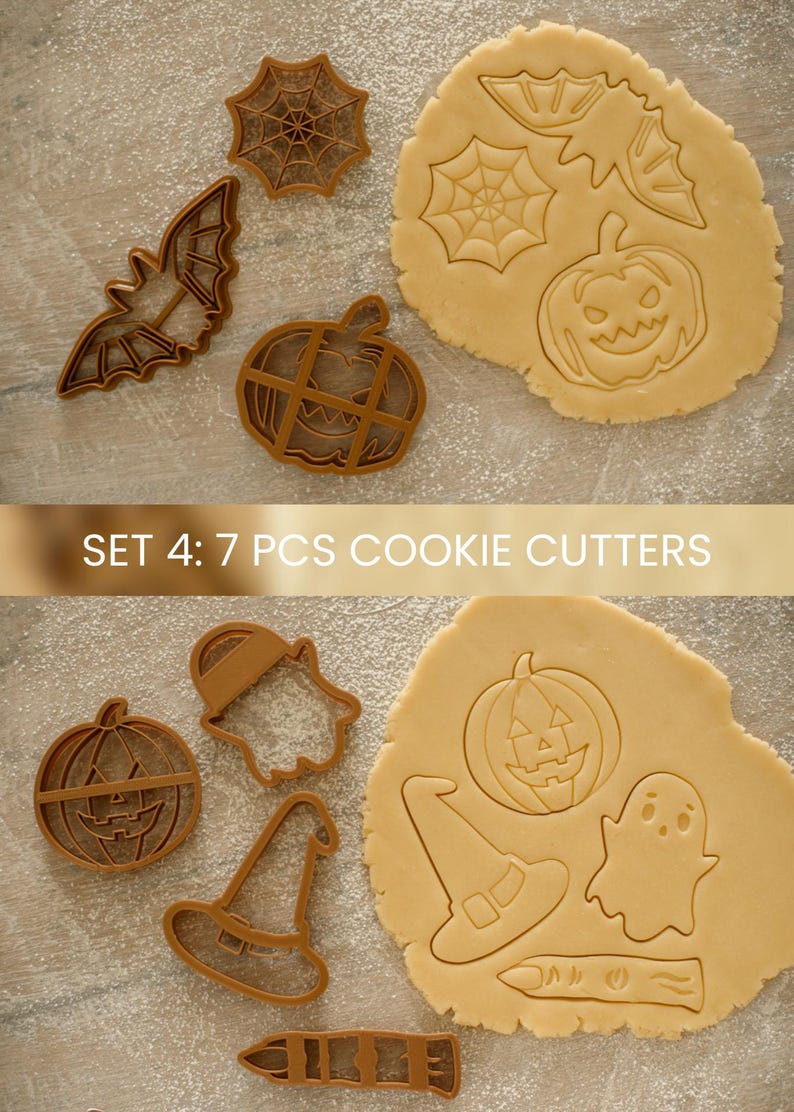 Halloween Cookie Cutters, Pumpkin Cookie Cutter Set, Cookie Stamp, Halloween Gift Box, DIY Cookie Kit, Ghost Finger Cookie Cutter