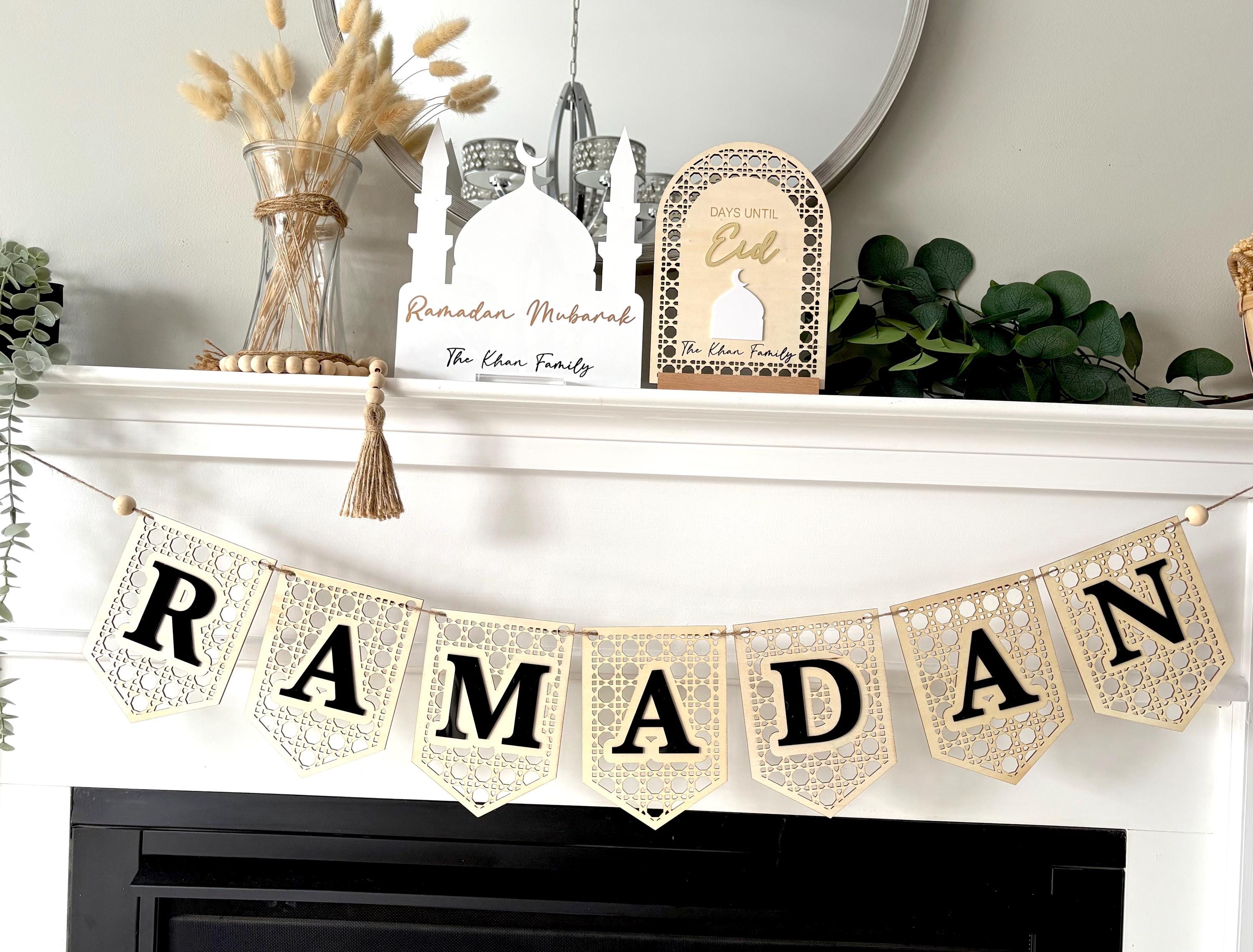 AhfuLife Decorazioni Ramadan Mubarak - Striscioni E Ghirlanda Con Luna E Stelle, 18+9 Carte, Feste Islamiche, Decorazioni Per Casa, Moschea