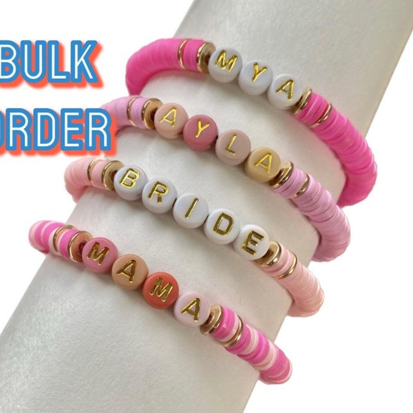 Bulk order custom name bracelet, bulk friendship bracelet, Personalized Name Custom Beaded Bracelet, custom bracelet with kids name