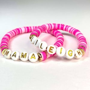 Set of 2 Mommy and me bracelet, first day of school bracelet, first day of kindergarten matching bracelet for mom and daughter gift