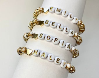 Custom Name Beaded Bracelet, custom word bracelet, kids personalized name bracelet, best friend bracelet, boyfriend Christmas gift idea
