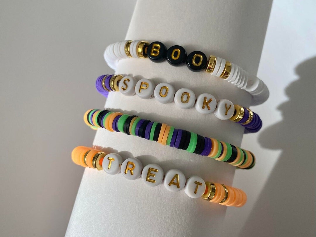 Custom Name Halloween Bracelet, Matching Bracelet Halloween Heishi ...