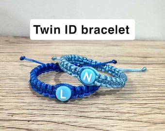 Identical Twins ID Bracelets – Set of 2 Custom initial Bracelets | Personalized Baby Bracelet for Twins | Twin Gift | Safety ID Jewelry