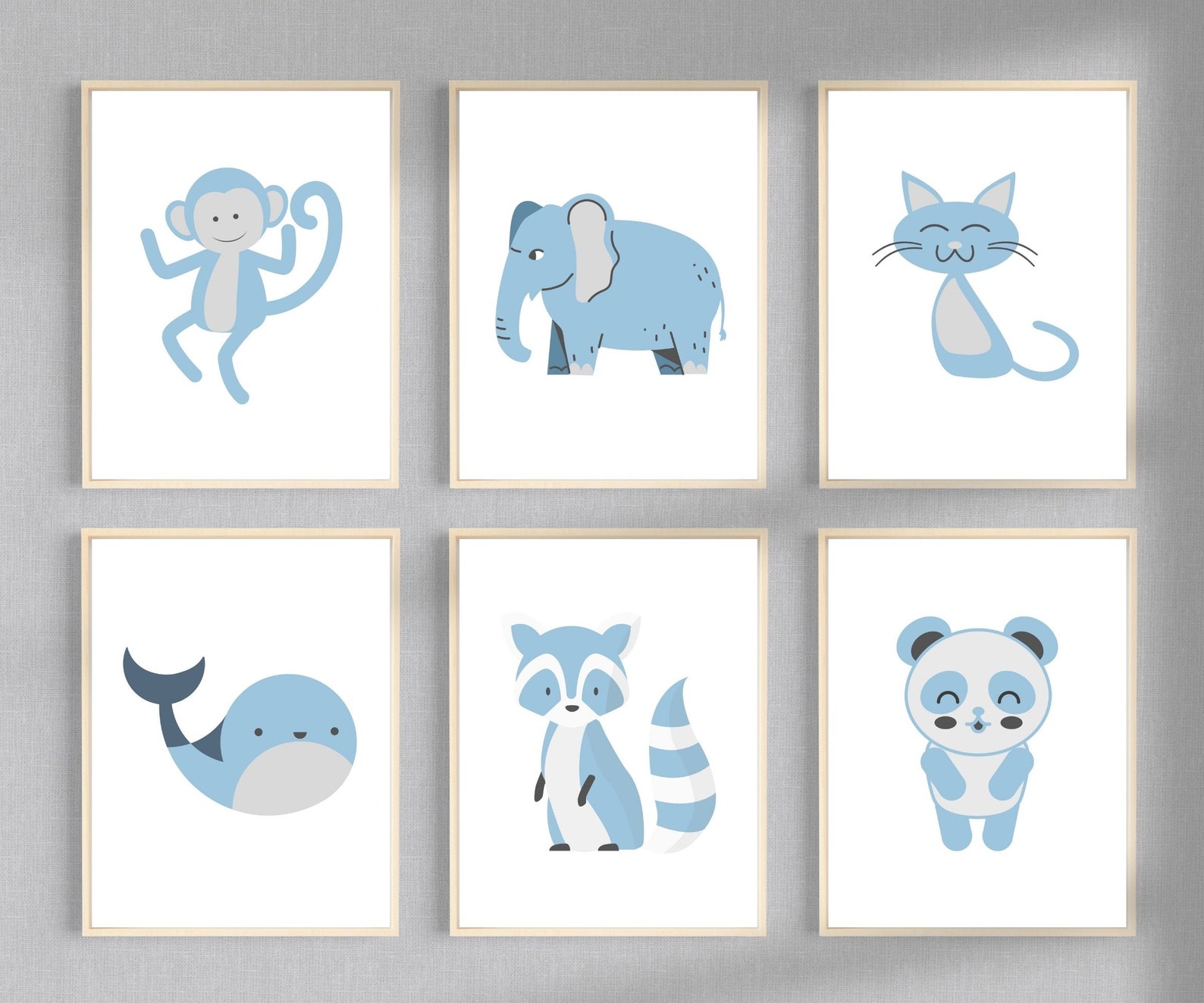 Cute Animals Wall Decor Set Printable Wall Art Animals Wall Etsy