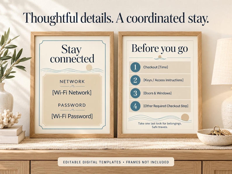 Coastal Airbnb Welcome Book Bundle | Editable Canva Guest Guide & Signs ...