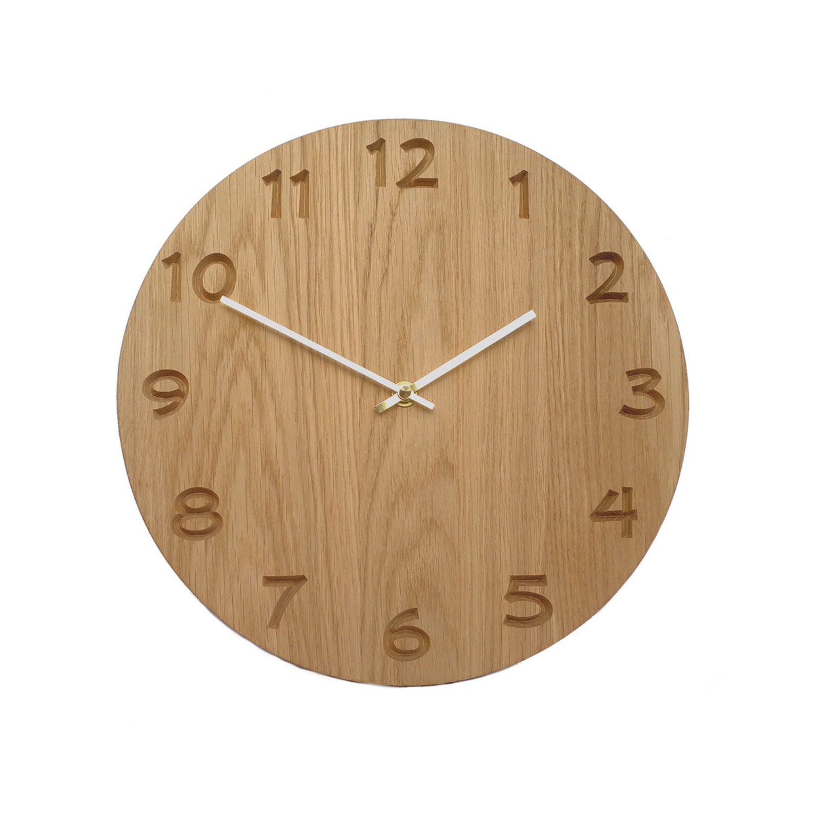 Mathis wooden wall clock with numbers made of solid oak Etsy