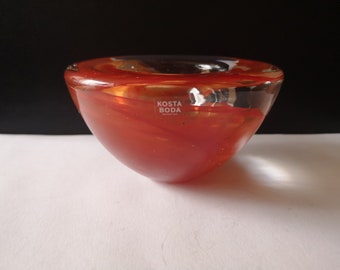 Art Glass. Red Kosta Boda Bowl by Anna Ehrner