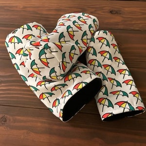 Handmade Arnold Palmer Themed Umbrella Driver, Fairway, and Hybrid Headcovers