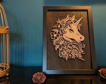 Tableau en bois - Licorne