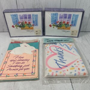 NEW Box Hallmark Ambassador Thank You Cards 34 Total Kids Rabbit Flowers Vintage