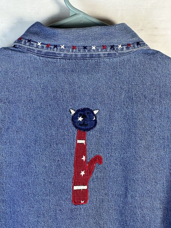 Vintage Denim Patriotic Fourth July Cats Country … - image 8