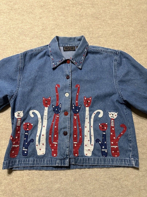Vintage Denim Patriotic Fourth July Cats Country … - image 9