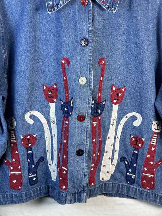 Vintage Denim Patriotic Fourth July Cats Country … - image 2