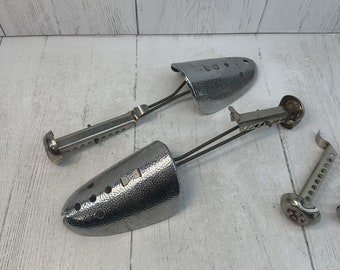 Vintage Gehämmerte Metall Schuhspanner Form Einstellbar Set Bonus Enden