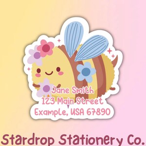 Etiquetas de dirección personalizadas de abejorro kawaii / Dirección de remitente / Etiquetas de primavera / Abeja de miel / Correo postal lindo / Abejorro