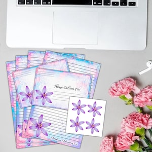 Set di cancelleria Purple Lily da mezzo foglio / Scrittura di lettere / Buste con sigilli / Posta ordinaria / Kit per amici di penna / Carta da cancelleria