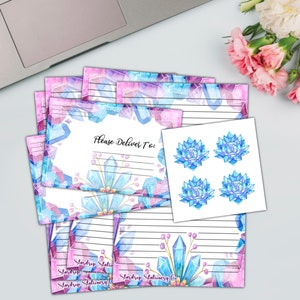 Set di cancelleria Crystal Half Sheet / Scrittura di lettere / Buste con sigilli / Posta ordinaria / Kit per amici di penna / Carta da cancelleria