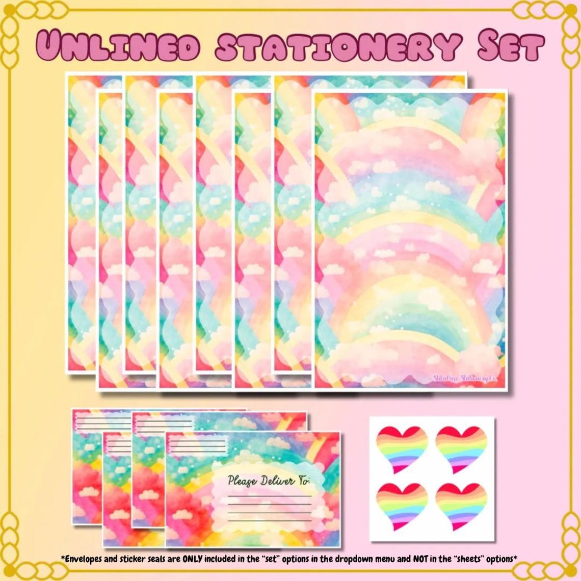 Watercolor Rainbow Stationery Set: Half Sheets, Envelopes & Seals - Etsy