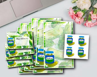 Pickle Stationery Set: Half Sheet Letter Writing Paper, Envelopes & Seals