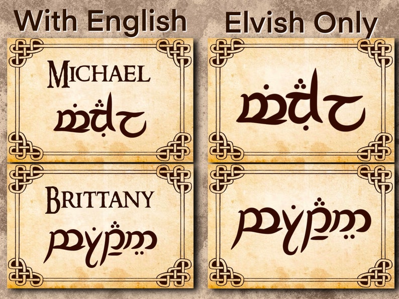 Custom Elvish Name Bundle sticker Bookmark Art Print Etsy