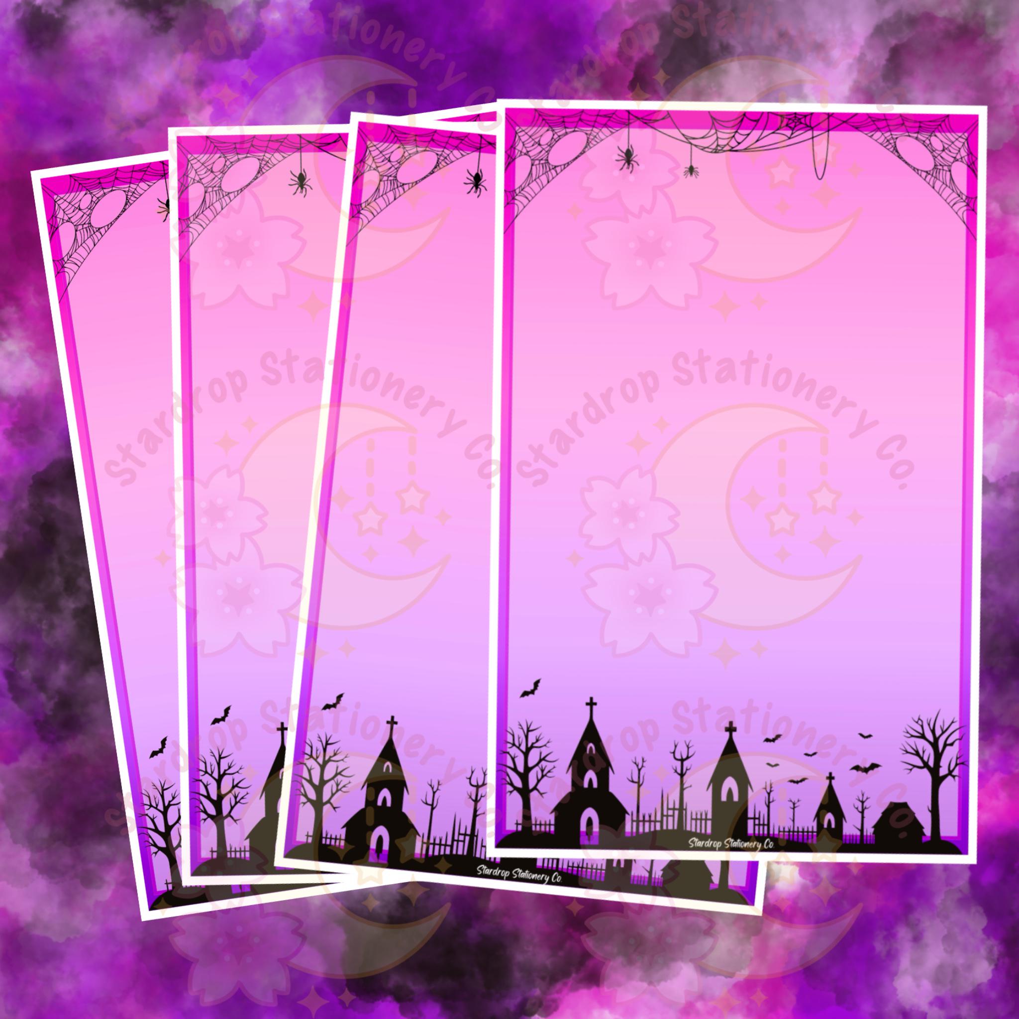Spooky Haunted House Stationery Set: Pink & Purple Letter Writing Paper ...