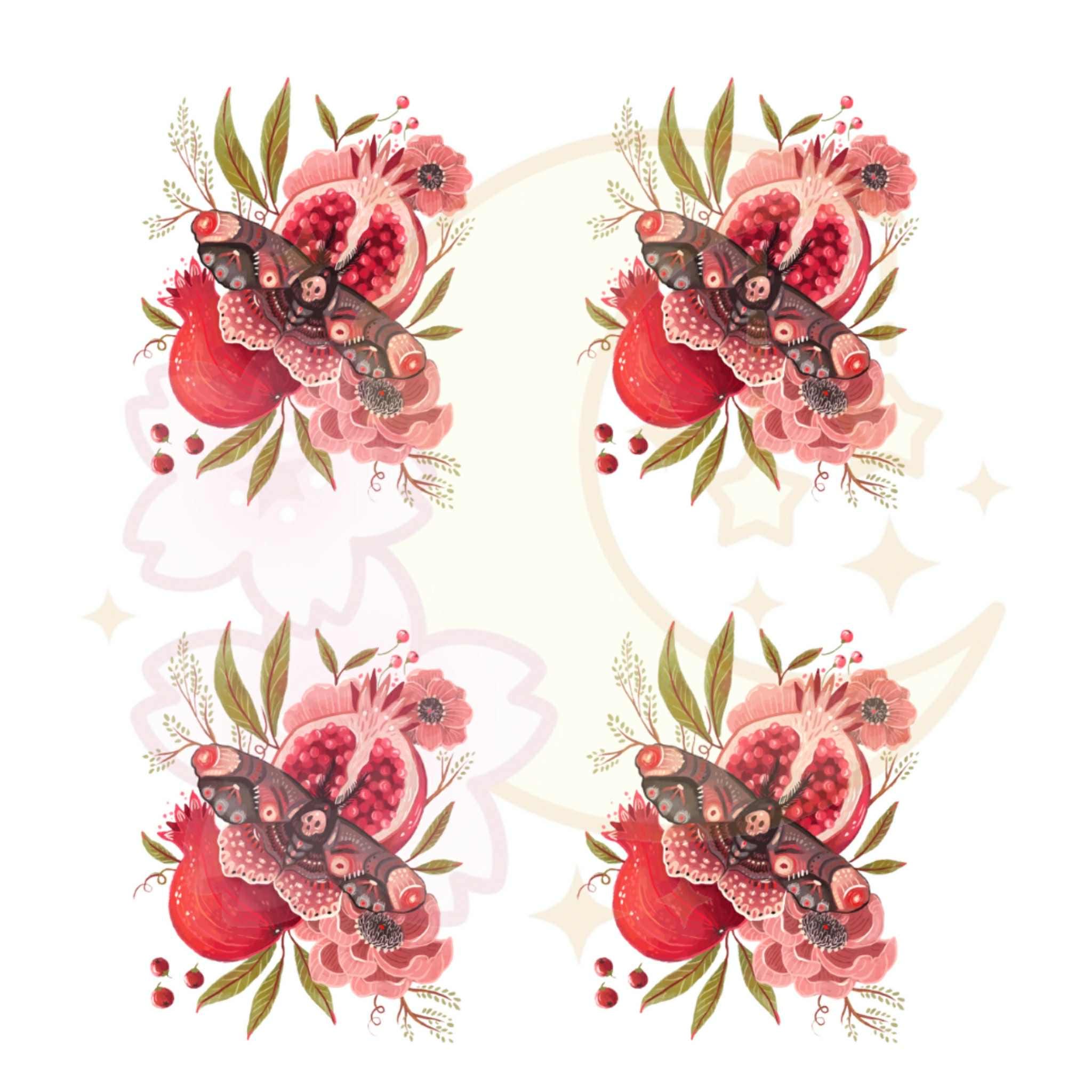 Pomegranate Death Moth Stationery Set | Half Sheet Letter Writing - Etsy